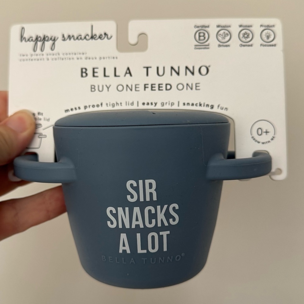 Bella Tunno 'Sir Snacks A Lot' Silicone Snack Cup/catch-all bib/bowl and spoon!